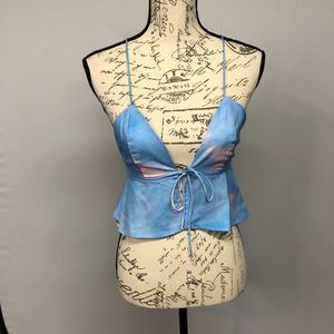 NWT Superdown Women Tie Front Cropped Top Blouse Size Extra Small XS M081 -7